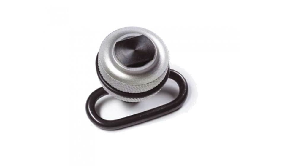 Universal aluminum hand stop with ball bearing, removeable sling swivel