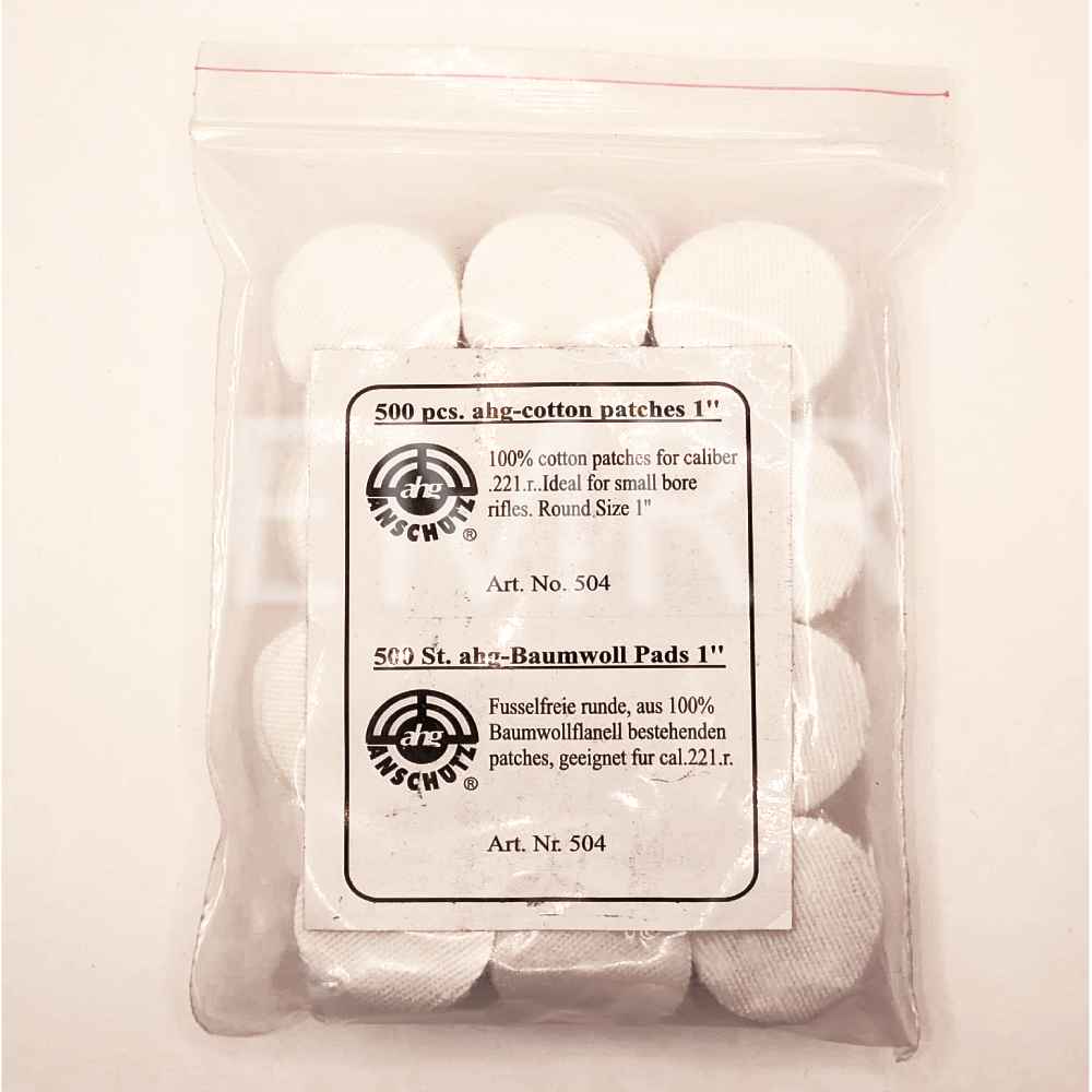 ahg-COTTON Patches  round size 1 ''  (500 pcs) for cal..22l.r.